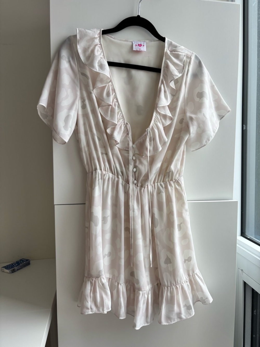 Buddy Love Cream & Light Pink Ruffle Mini Dress